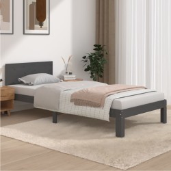 vidaXL Estructura de cama madera maciza de pino gris 90x200 cm