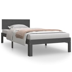 vidaXL Estructura de cama madera maciza de pino gris 90x200 cm