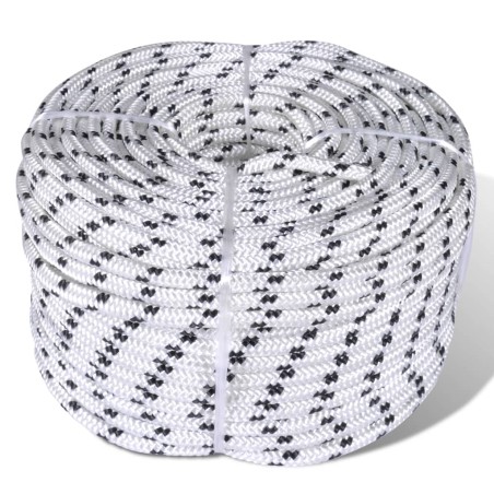 vidaXL Cuerda trenzada poliéster 8 mm 250 m blanco