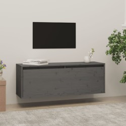 vidaXL Armario de pared de madera maciza de pino gris 100x30x35 cm