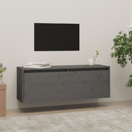 vidaXL Armario de pared de madera maciza de pino gris 100x30x35 cm