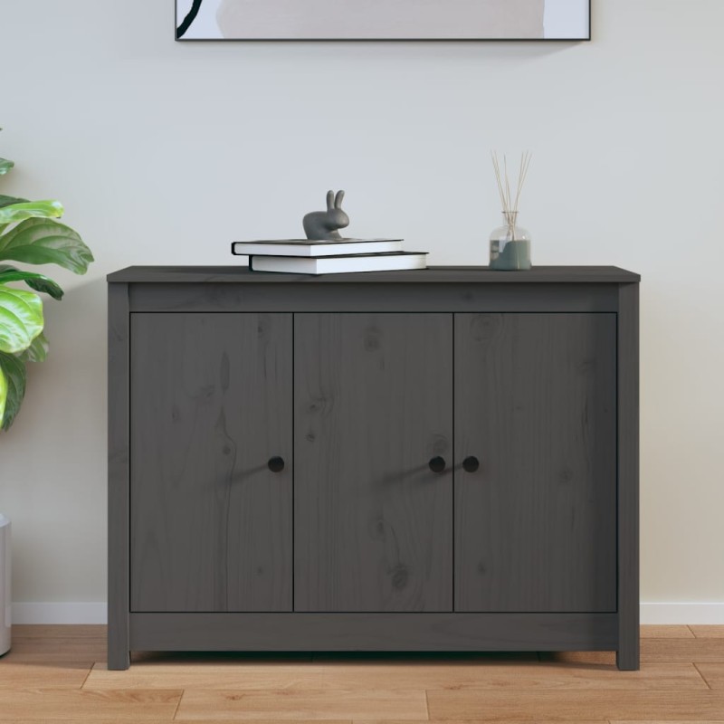 vidaXL Aparador de madera maciza de pino gris 100x35x74 cm vidaXL Aparador de madera maciza de pino gris 100x35x74 cm