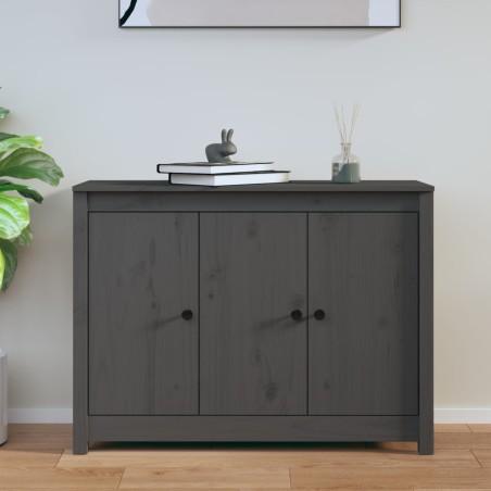 vidaXL Aparador de madera maciza de pino gris 100x35x74 cm