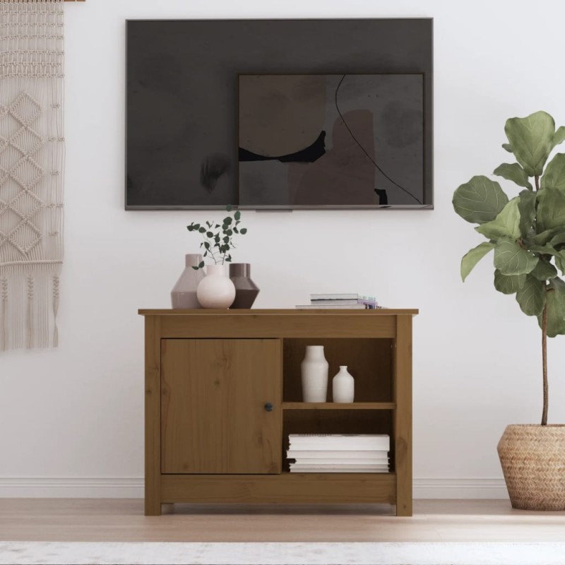 vidaXL Mueble de TV madera maciza de pino marrón miel 70x36,5x52 cm vidaXL Mueble de TV madera maciza de pino marrón miel 70x36,5x52 cm