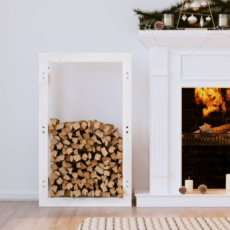vidaXL Estante para leña madera maciza de pino blanco 60x25x100 cm vidaXL Estante para leña madera maciza de pino blanco 60x25x100 cm