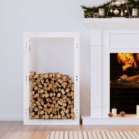 vidaXL Estante para leña madera maciza de pino blanco 60x25x100 cm
