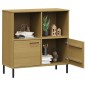 vidaXL Librería patas de metal OSLO madera maciza marrón 90x35x90,5 cm vidaXL Librería patas de metal OSLO madera maciza marrón 90x35x90,5 cm