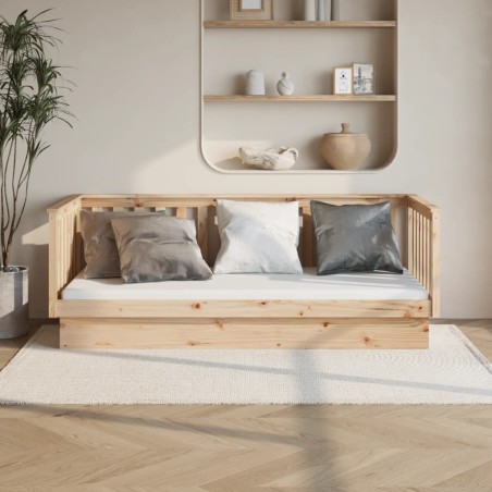 vidaXL Sofá cama de madera maciza de pino 100x200 cm