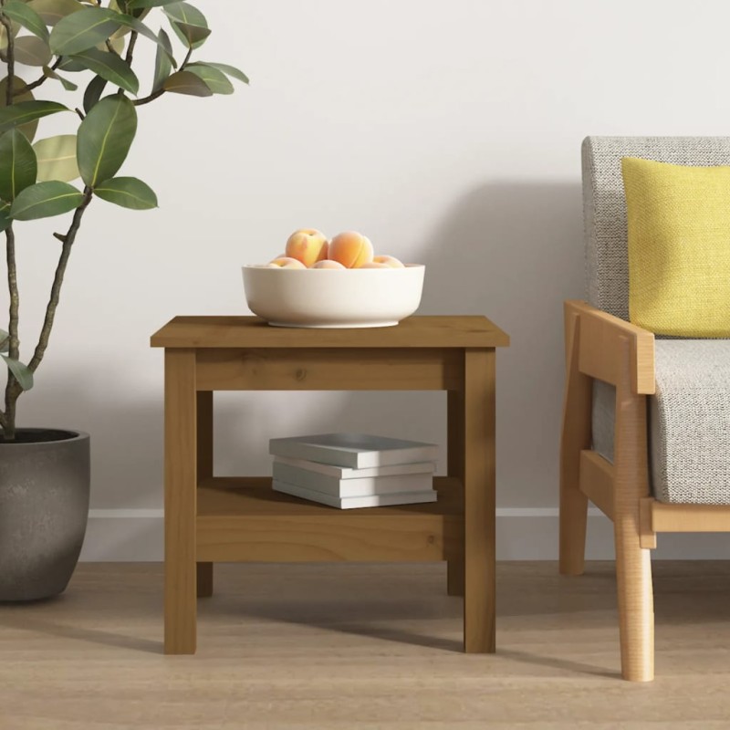 vidaXL Mesa de centro madera maciza de pino marrón miel 45x45x40 cm