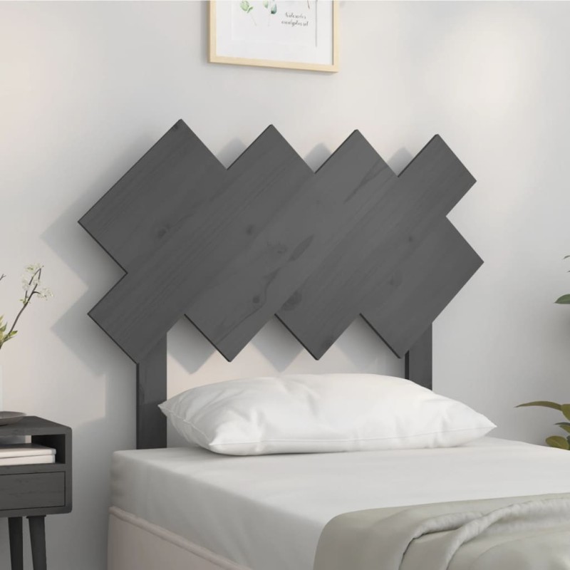 vidaXL Cabecero de cama madera maciza de pino gris 92x3x81 cm vidaXL Cabecero de cama madera maciza de pino gris 92x3x81 cm