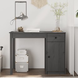 vidaXL Escritorio de madera maciza de pino gris 100x50x75 cm