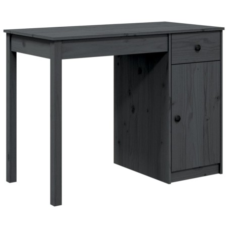 vidaXL Escritorio de madera maciza de pino gris 100x50x75 cm