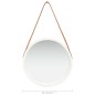 vidaXL Espejo de pared con correa blanco 40 cm vidaXL Espejo de pared con correa blanco 40 cm