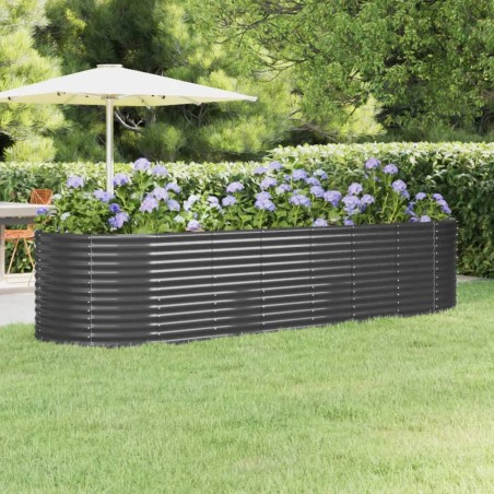vidaXL Jardinera arriate acero recubierto polvo antracita 322x100x68cm