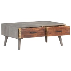 vidaXL Mesa de centro madera maciza de mango rugosa gris 100x60x40 cm