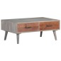 vidaXL Mesa de centro madera maciza de mango rugosa gris 100x60x40 cm vidaXL Mesa de centro madera maciza de mango rugosa gris 100x60x40 cm