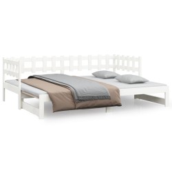 vidaXL Sofá cama extraíble madera maciza de pino blanco 2x(80x200) cm