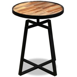 vidaXL Mesita auxiliar redonda de madera de teca reciclada