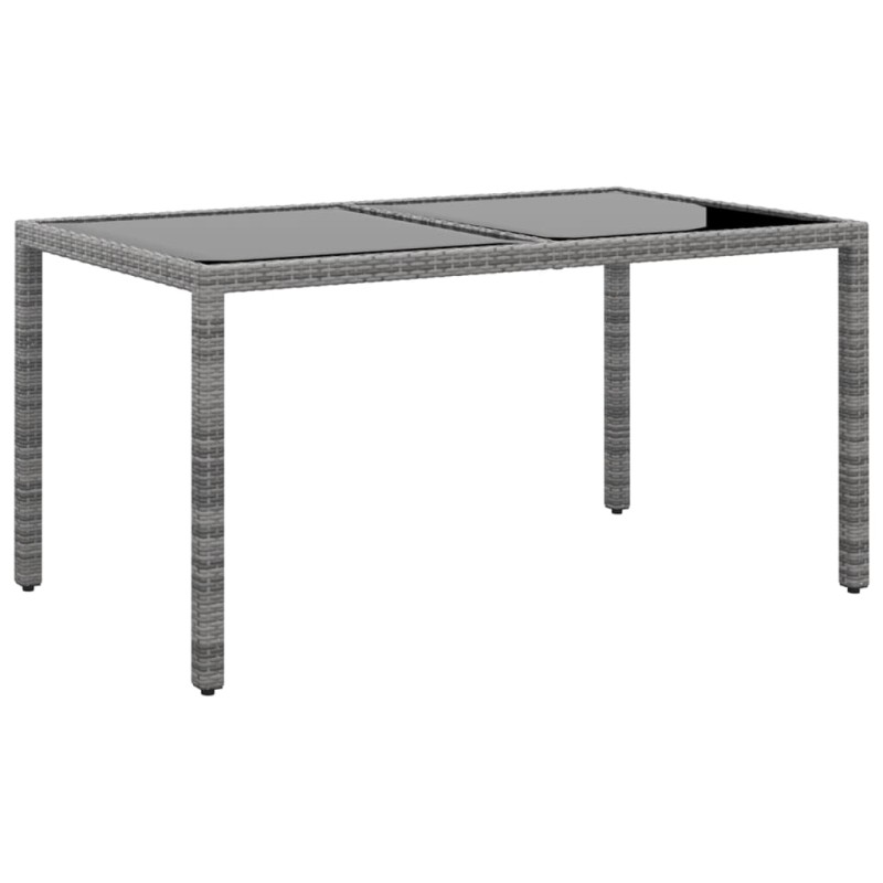 vidaXL Mesa jardín vidrio templado ratán sintético gris 150x90x75 cm vidaXL Mesa jardín vidrio templado ratán sintético gris 150x90x75 cm