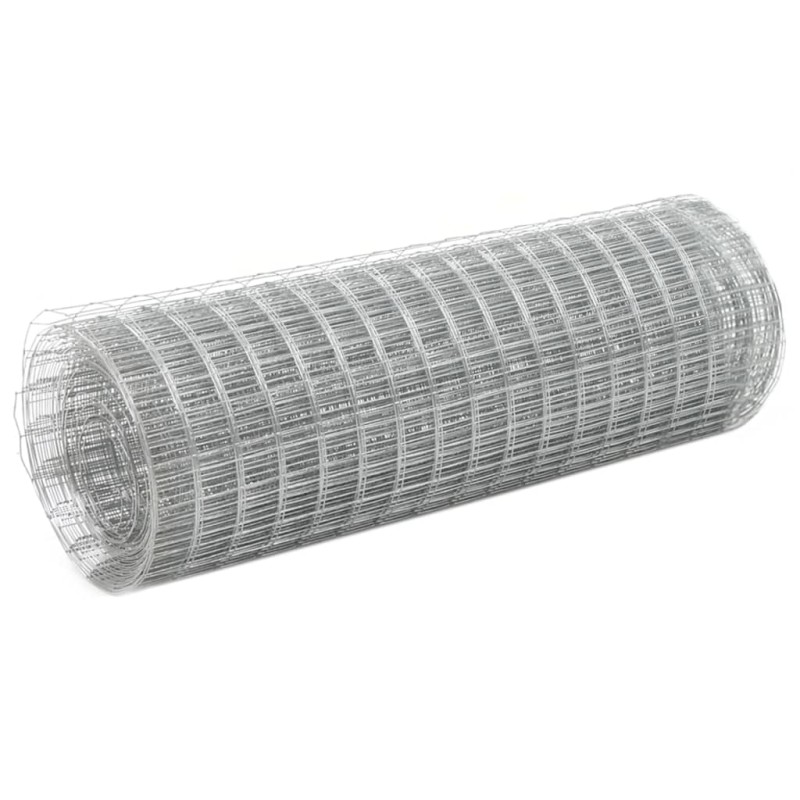 vidaXL Malla de alambre de acero galvanizado plateada 25x0,5 m