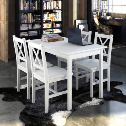 vidaXL Juego de muebles de comedor 5 piezas blanco  