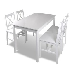 vidaXL Juego de muebles de comedor 5 piezas blanco  