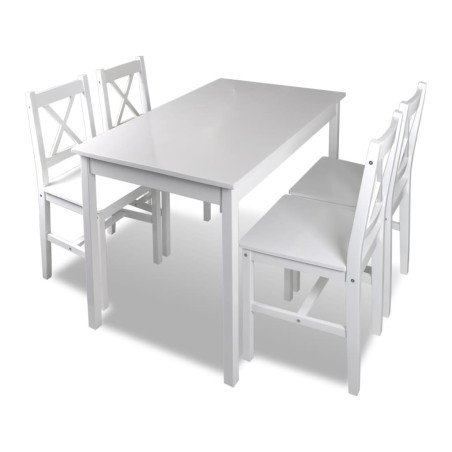 vidaXL Juego de muebles de comedor 5 piezas blanco  