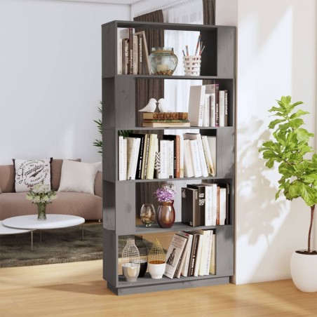 vidaXL Estantería/divisor de espacios madera pino gris 80x25x163,5 cm