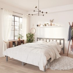 vidaXL Estructura de cama madera maciza de pino gris 150x200 cm