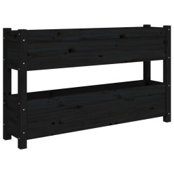 vidaXL Jardinera de madera maciza de pino negro 112x25x66 cm