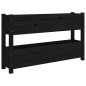 vidaXL Jardinera de madera maciza de pino negro 112x25x66 cm
