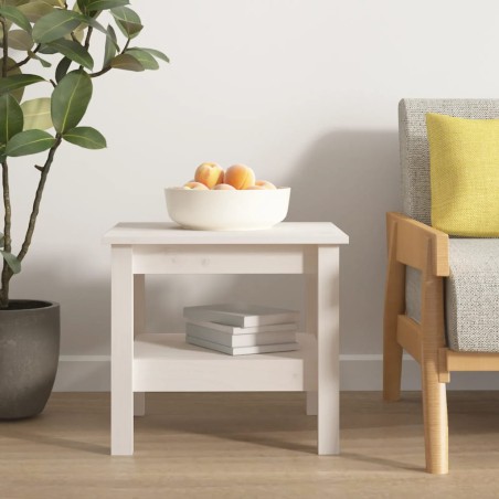 vidaXL Mesa de centro de madera maciza de pino blanco 45x45x40 cm