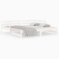 vidaXL Sofá cama extraíble madera maciza de pino blanco 2x(90x190) cm