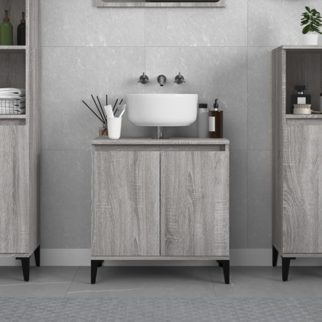 vidaXL Armario de lavabo madera contrachapada gris Sonoma 58x33x60 cm