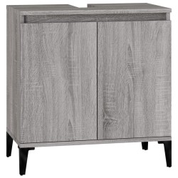 vidaXL Armario de lavabo madera contrachapada gris Sonoma 58x33x60 cm