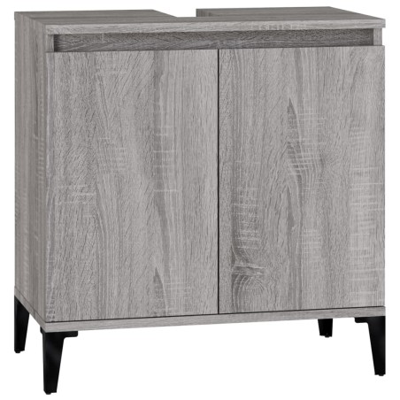 vidaXL Armario de lavabo madera contrachapada gris Sonoma 58x33x60 cm