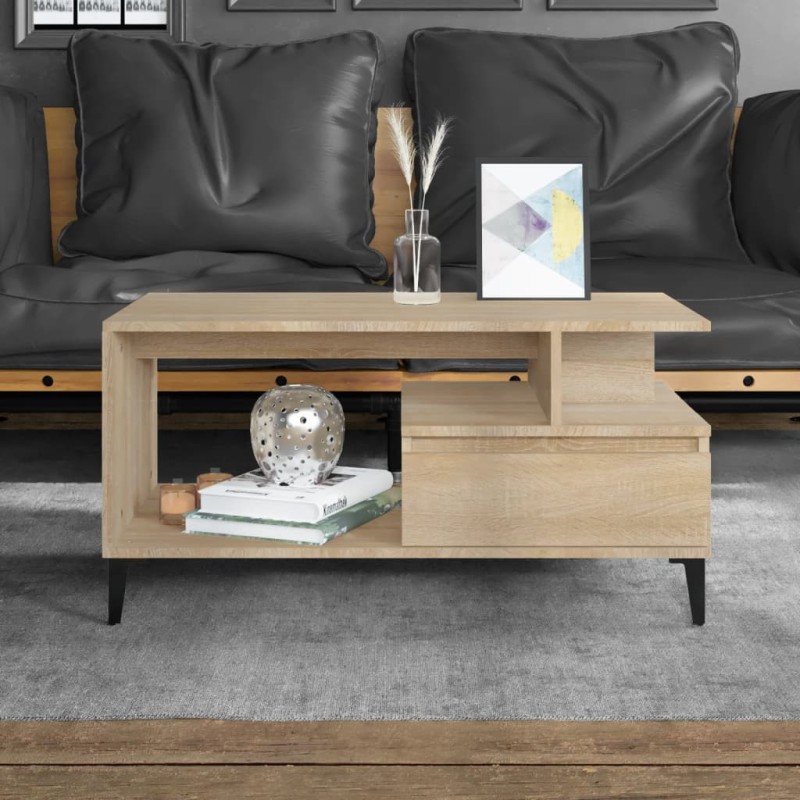 vidaXL Mesa de centro madera contrachapada roble Sonoma 90x49x45 cm vidaXL Mesa de centro madera contrachapada roble Sonoma 90x49x45 cm