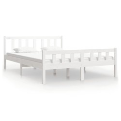 vidaXL Estructura de cama madera maciza blanca 135x190 cm