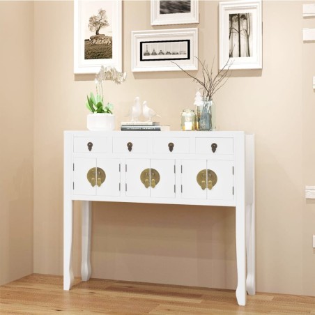   vidaXL Aparador de estilo chino de madera maciza blanco