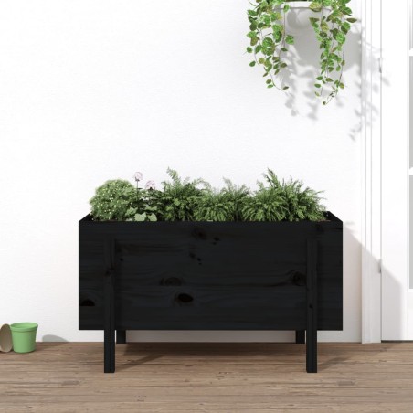 vidaXL Arriate elevado de jardín madera maciza pino negro 101x50x57 cm