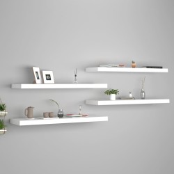 vidaXL Estantes flotantes de pared 4 uds MDF blanco 90x23,5x3,8 cm