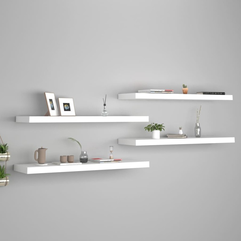 vidaXL Estantes flotantes de pared 4 uds MDF blanco 90x23,5x3,8 cm vidaXL Estantes flotantes de pared 4 uds MDF blanco 90x23,5x3,8 cm