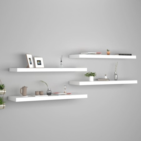 vidaXL Estantes flotantes de pared 4 uds MDF blanco 90x23,5x3,8 cm