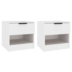 vidaXL Mesitas de noche 2 uds madera contrachapada color blanco