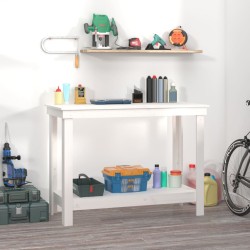 vidaXL Banco de trabajo de madera maciza de pino blanco 110x50x80 cm