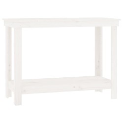 vidaXL Banco de trabajo de madera maciza de pino blanco 110x50x80 cm