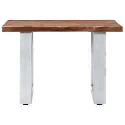 vidaXL Mesa de centro borde natural madera maciza acacia 60x60x40 cm