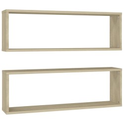 vidaXL Estantes cubos de pared 2 uds contrachapada roble 80x15x26,5 cm