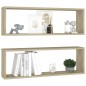 vidaXL Estantes cubos de pared 2 uds contrachapada roble 80x15x26,5 cm vidaXL Estantes cubos de pared 2 uds contrachapada roble 80x15x26,5 cm