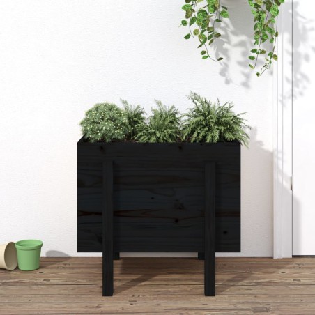 vidaXL Jardinera de madera maciza de pino negro 62x50x57 cm